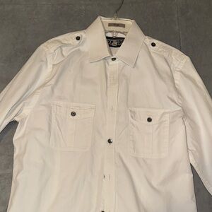 Express Classic White Shirt with Button Accents
